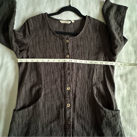 Soft Surroundings Ellis Tunic Womens M Charcoal Button Front Textured Lagenlook - Picture 4 of 9